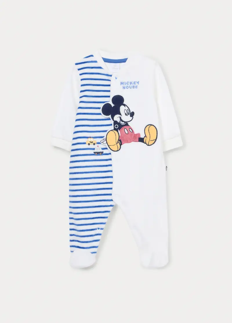Tutina Velour Disney Misto Cotone Neonato, Bianco
