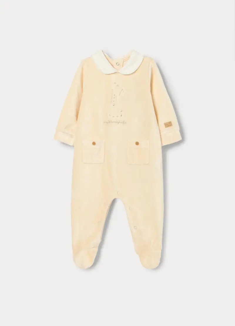 Tutina Velour In Misto Viscosa Di Bamboo, Unisex, Giallo champagne