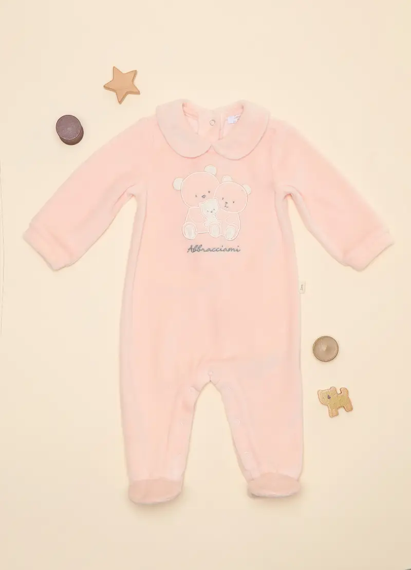 Tutina Velour Misto Cotone, Neonata, Rosa pastello