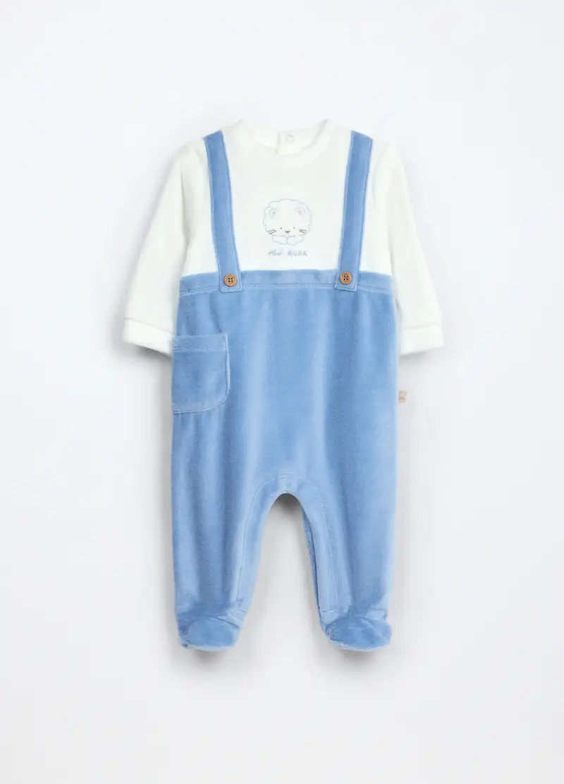 Blukids, Tutina Velour Misto Cotone Neonato, Azzurro cielo, Taglia: 0-1