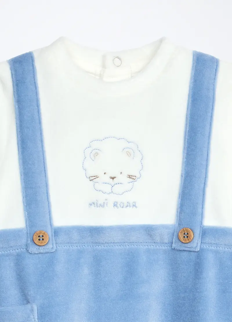 Blukids, Tutina Velour Misto Cotone Neonato, Azzurro cielo, Taglia: 0-1 miniatura 2