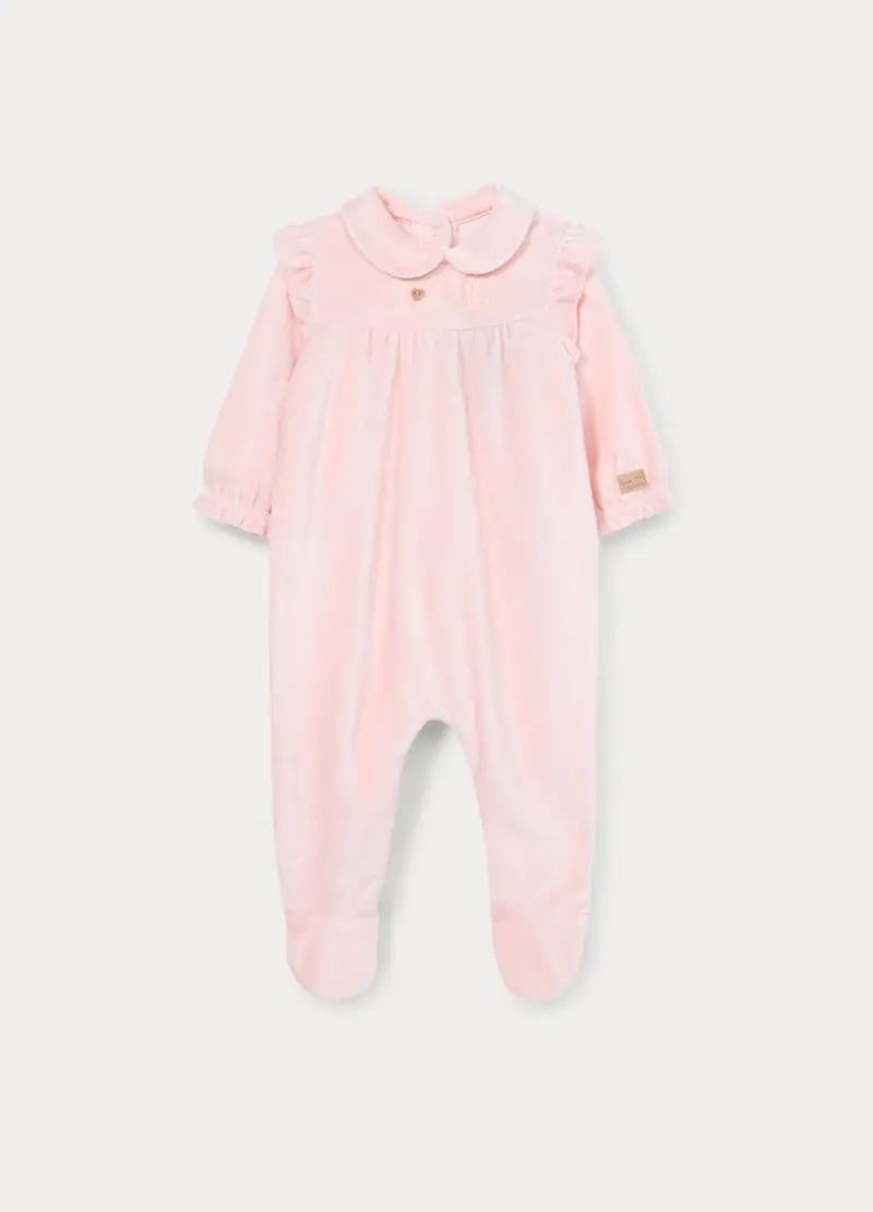 Tutina Velour Misto Viscosa Di Bamboo Neonata, Rosa pastello