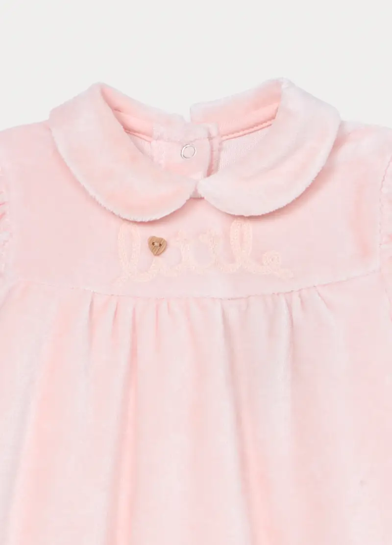 Tutina Velour Misto Viscosa Di Bamboo Neonata, Rosa pastello miniatura 3