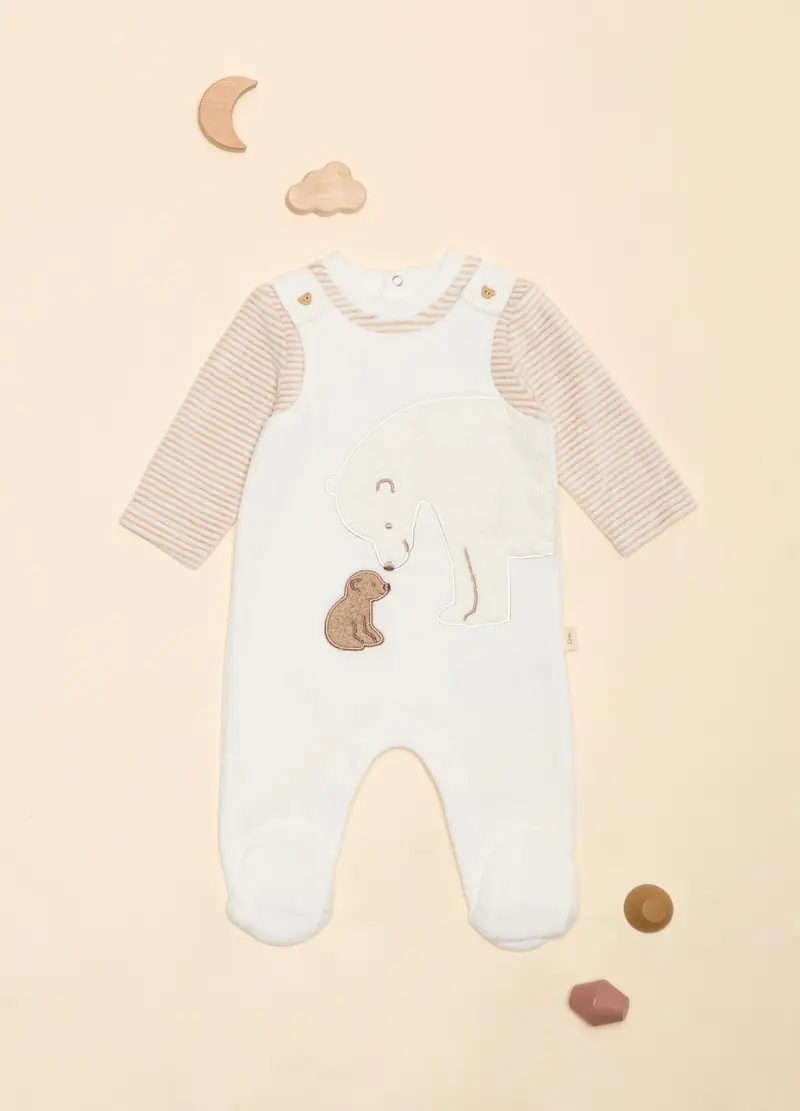 Tutina Velour, Neonato, Beige chiaro