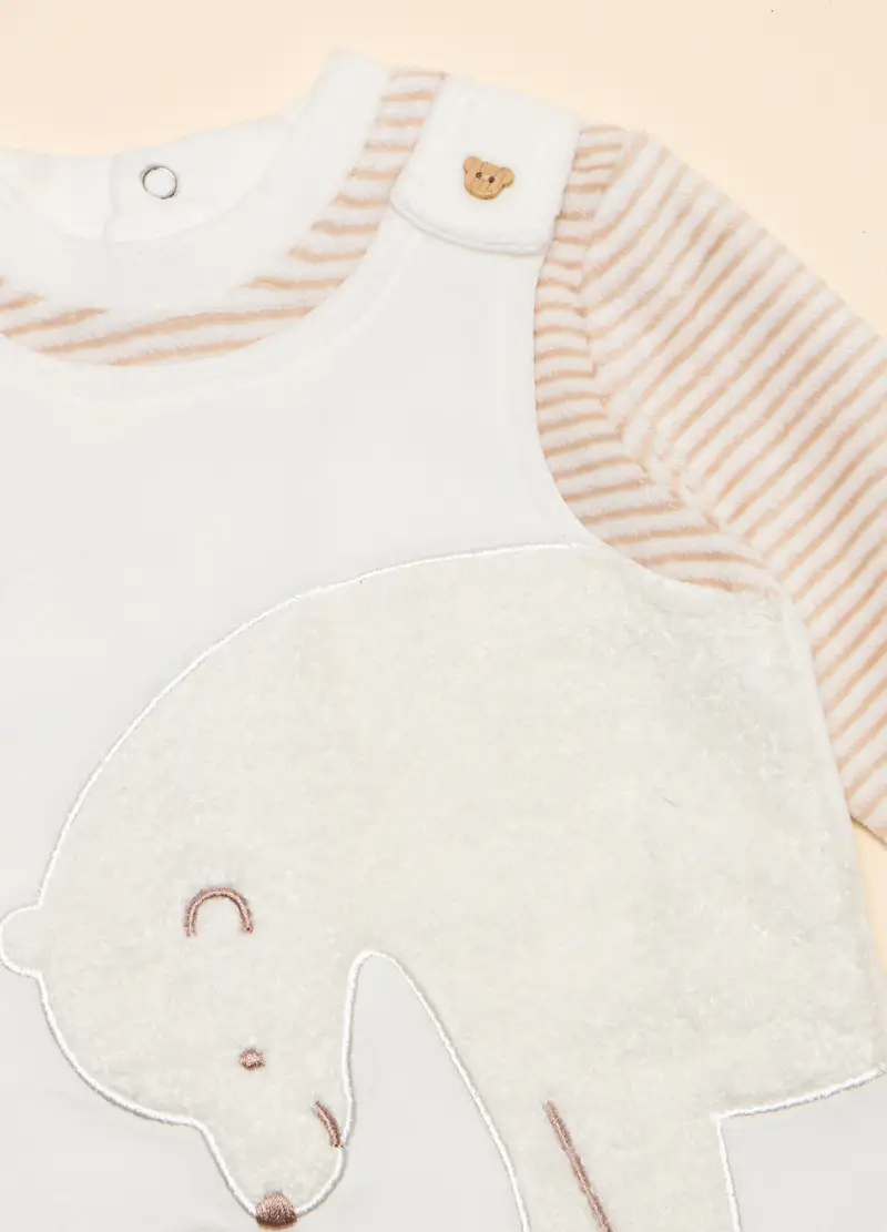 Tutina Velour, Neonato, Beige chiaro miniatura 2