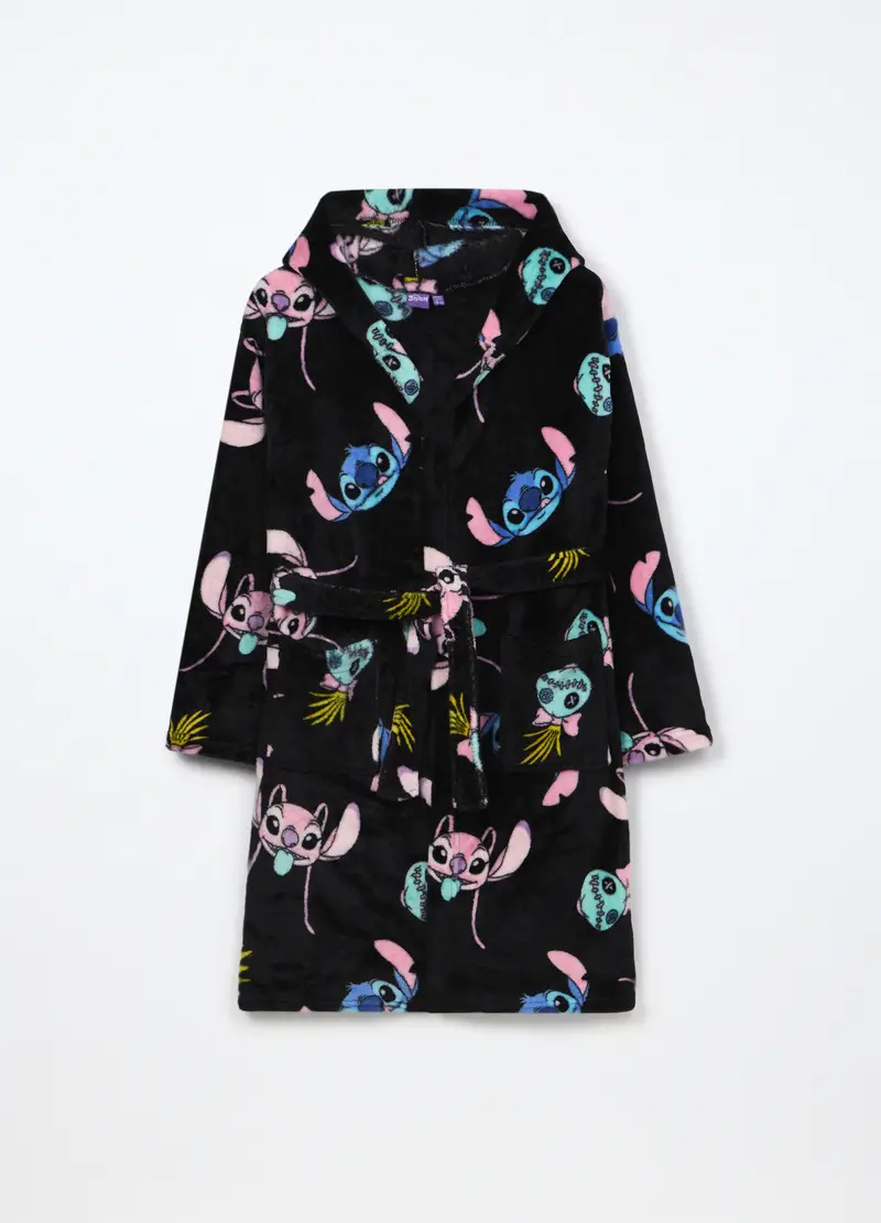 Vestaglia In Coral Fleece Con Cappuccio Ragazza, Bambina, Nero