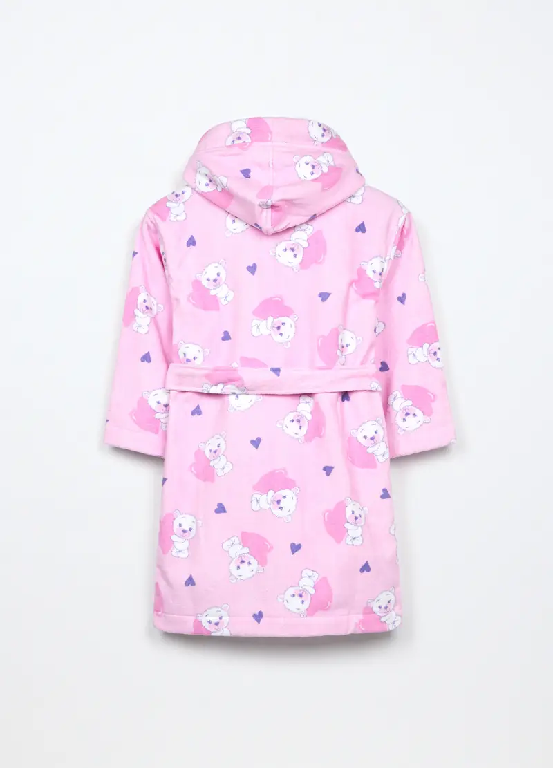 Vestaglia In Puro Cotone Velour Bambina, Rosa pastello miniatura 2