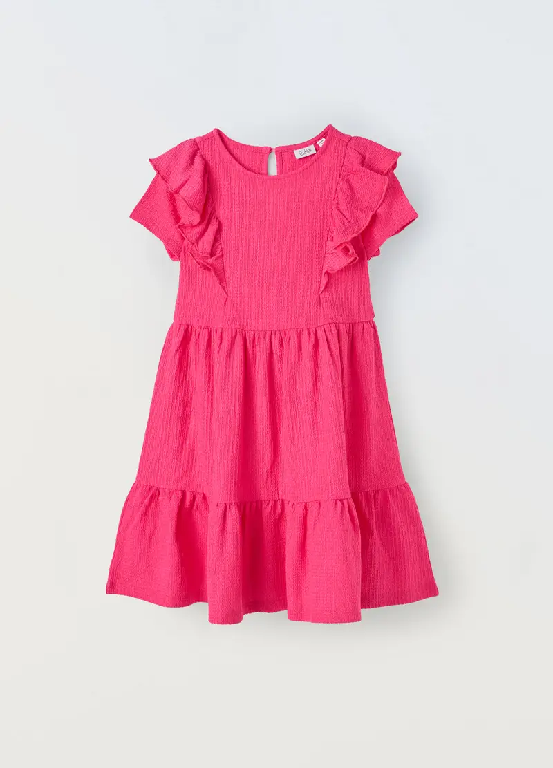 Blukids, Vestito A Balze Bambina, Rosa fuxia, Taglia: 3-4