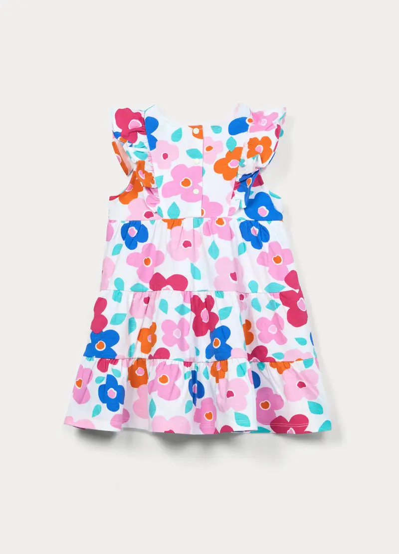 Vestito A Balze In Jersey Di Cotone Bimba, Bambina, Bianco miniatura 2