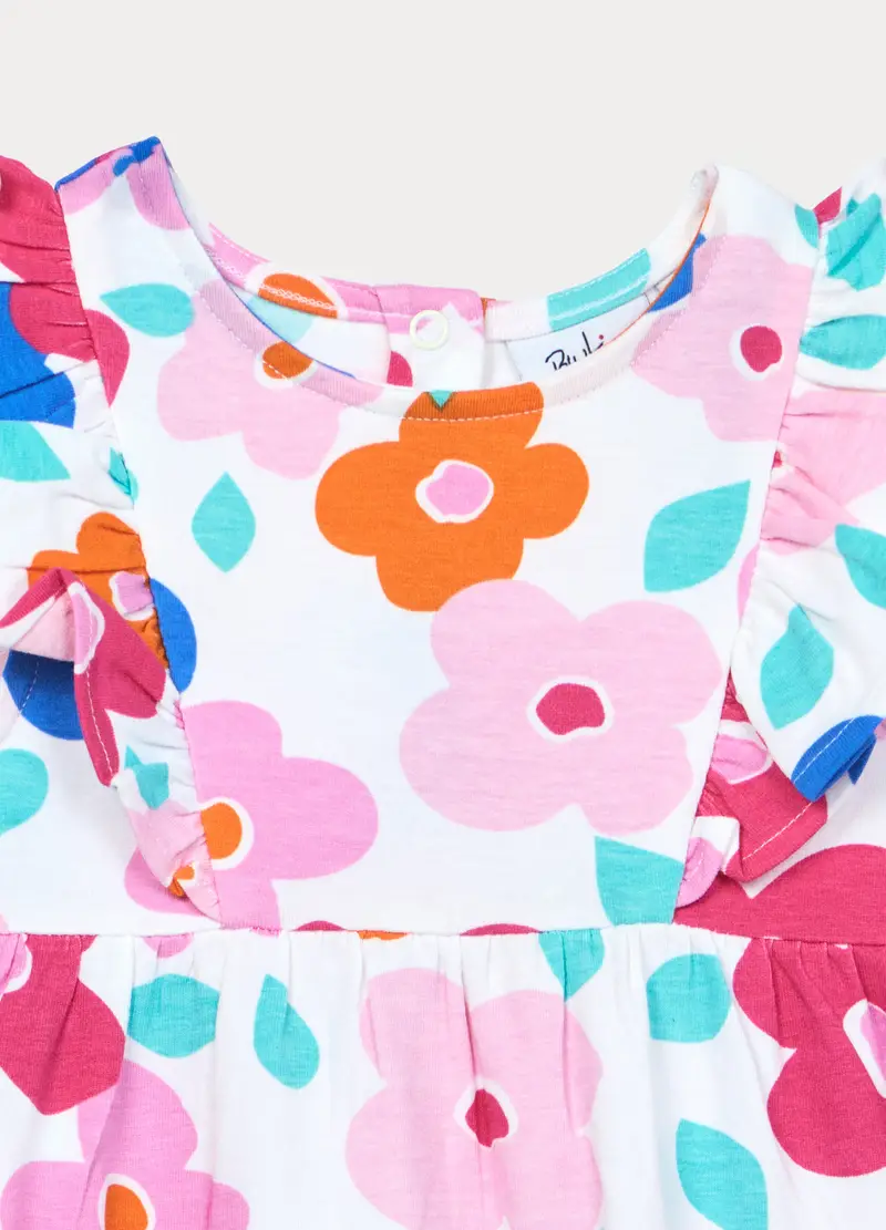 Vestito A Balze In Jersey Di Cotone Bimba, Bambina, Bianco miniatura 3