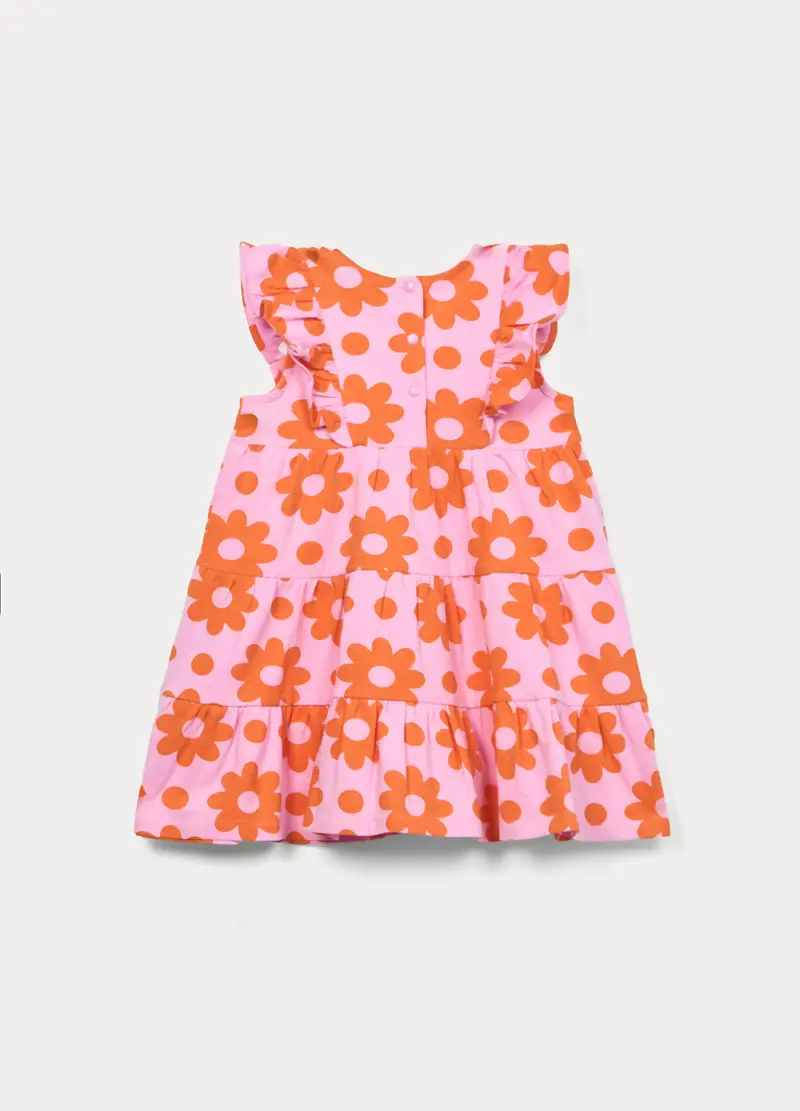 Vestito A Balze In Jersey Di Cotone Bimba, Bambina, Rosa pastello miniatura 2