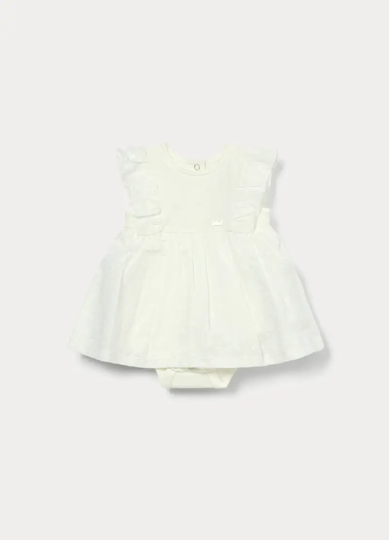 Vestito-body In Jersey Di Cotone Stretch Neonata, Bianco gesso
