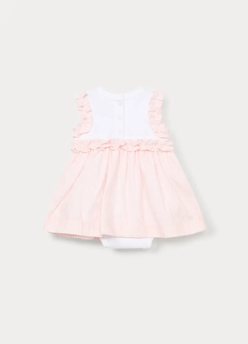 Vestito-body In Jersey Di Cotone Stretch Neonata, Rosa pastello miniatura 2