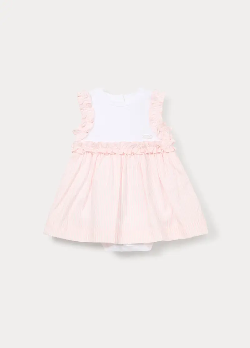 Vestito-body In Jersey Di Cotone Stretch Neonata, Rosa pastello