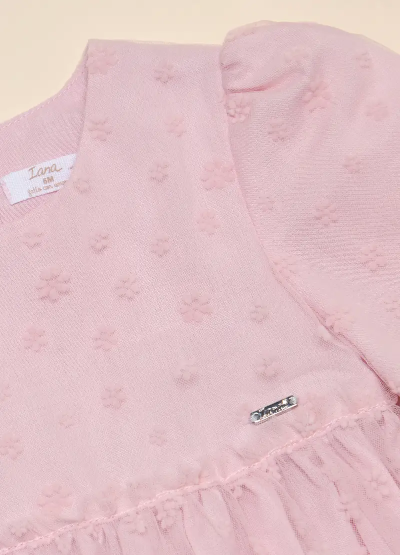 Vestito Con Inserti In Tulle, Neonata, Rosa chiaro miniatura 2