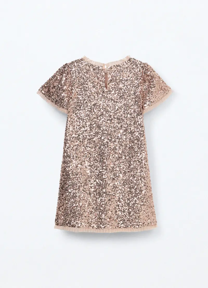 Vestito Con Paillettes Bambina, Beige chiaro miniatura 2