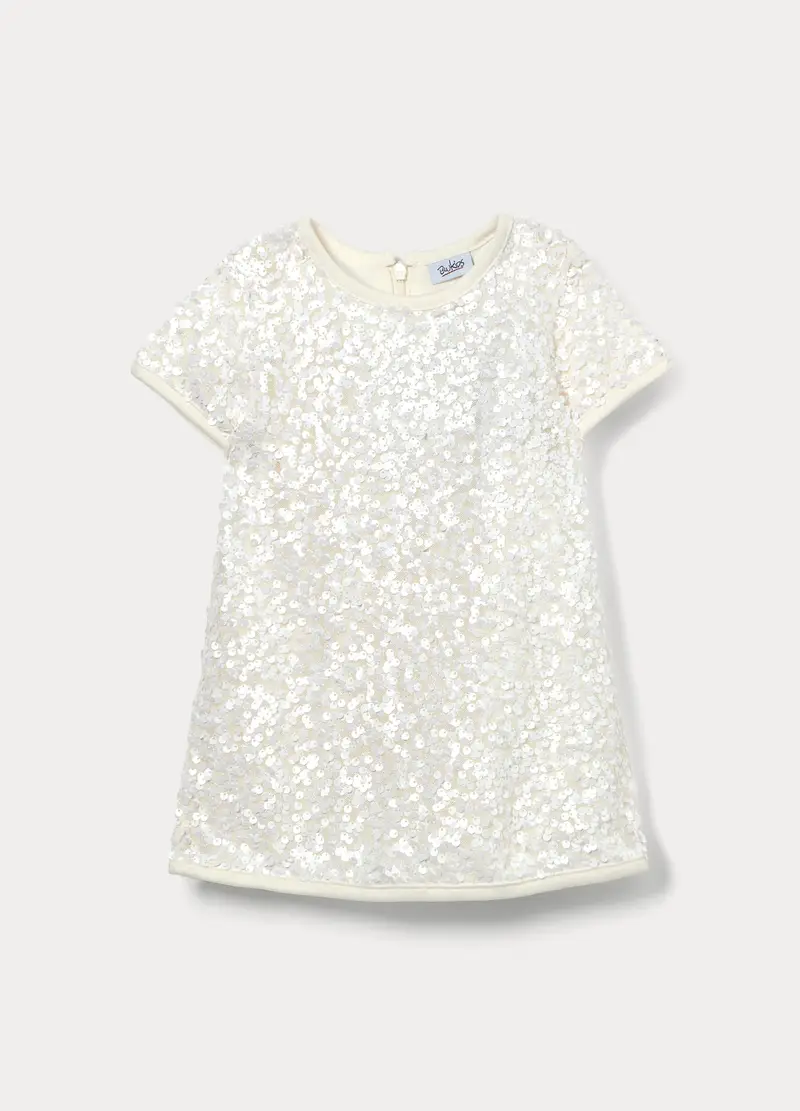 Vestito Con Paillettes Bimba, Bambina, Bianco gesso