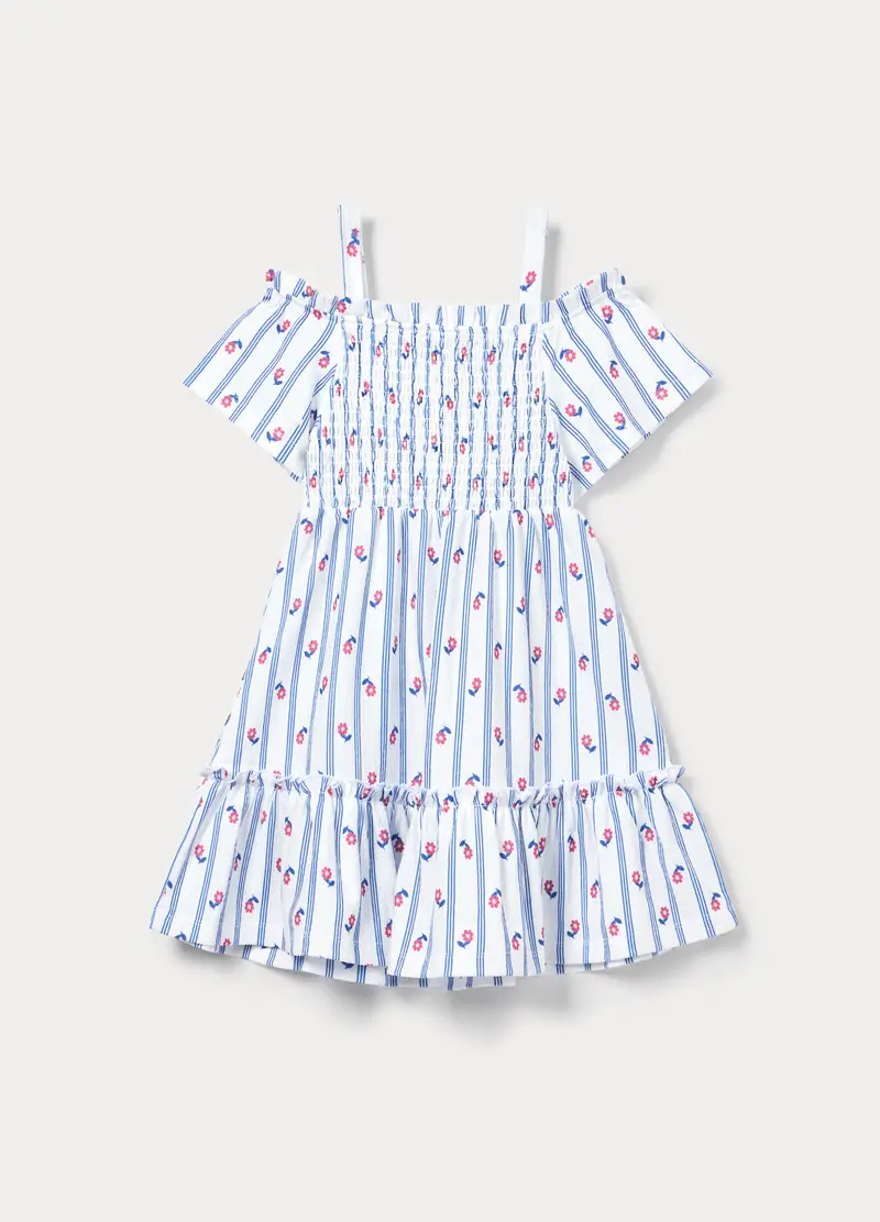 Vestito Con Scollo A Barchetta Bambina, Bianco/Blu miniatura 2