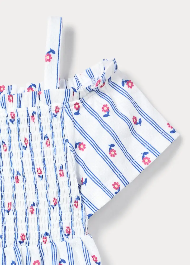 Vestito Con Scollo A Barchetta Bambina, Bianco/Blu miniatura 3