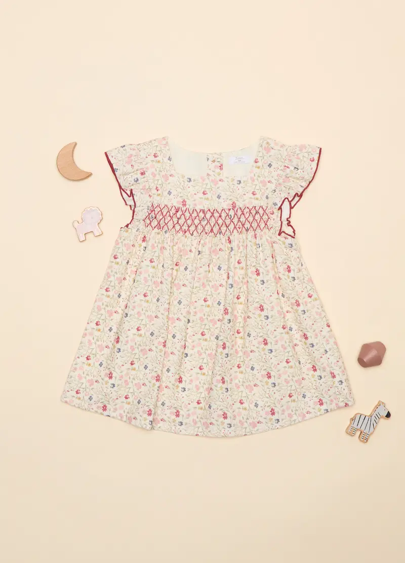 Vestito In Costina Di Cotone, Neonata, Beige chiaro