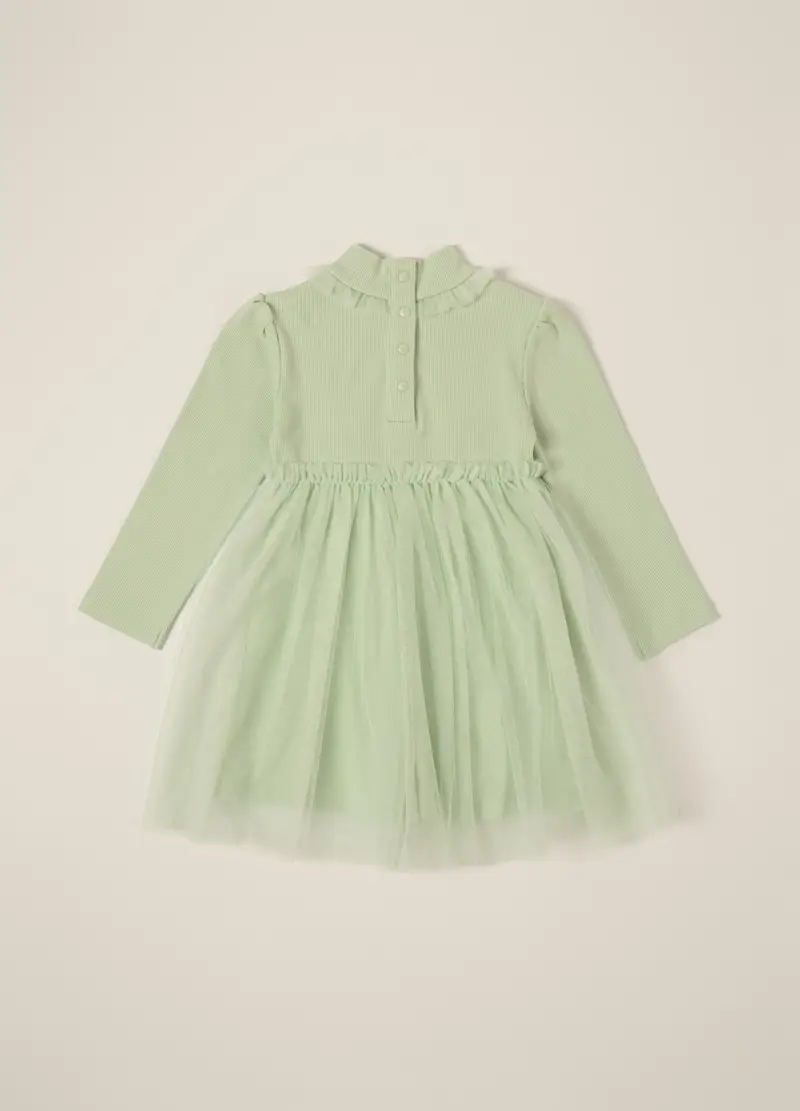 Vestito In Costina Di Cotone Stretch Iana Neonata, Verde chiaro miniatura 2