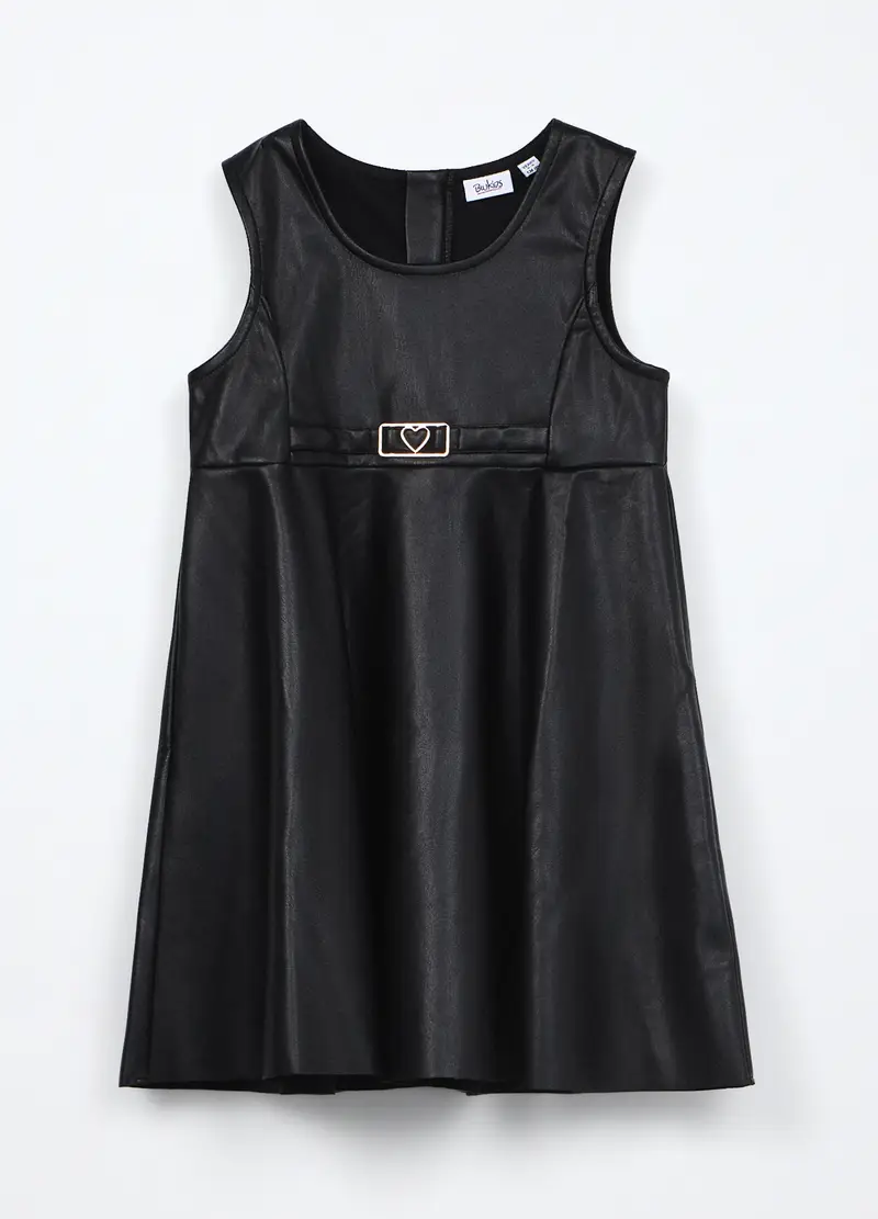 Vestito In Eco Pelle Bambina, Nero