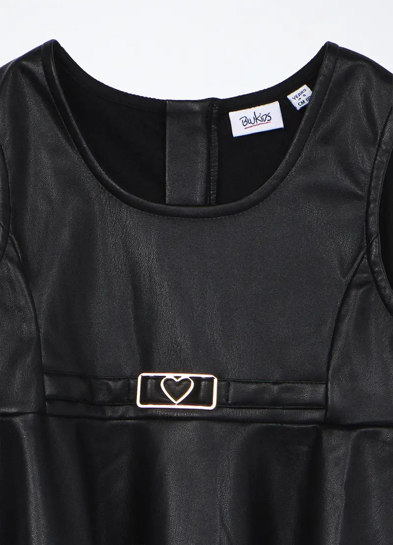 Vestito In Eco Pelle Bambina, Nero miniatura 3