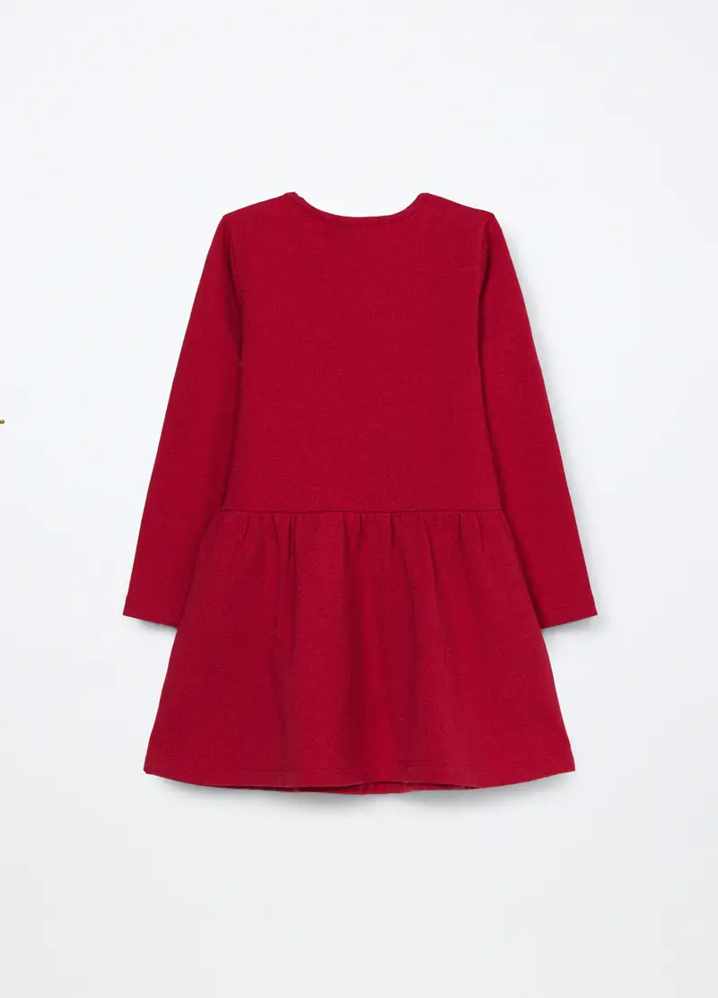 Vestito In French Terry Di Cotone Stretch Bambina, Rosso aragosta miniatura 2