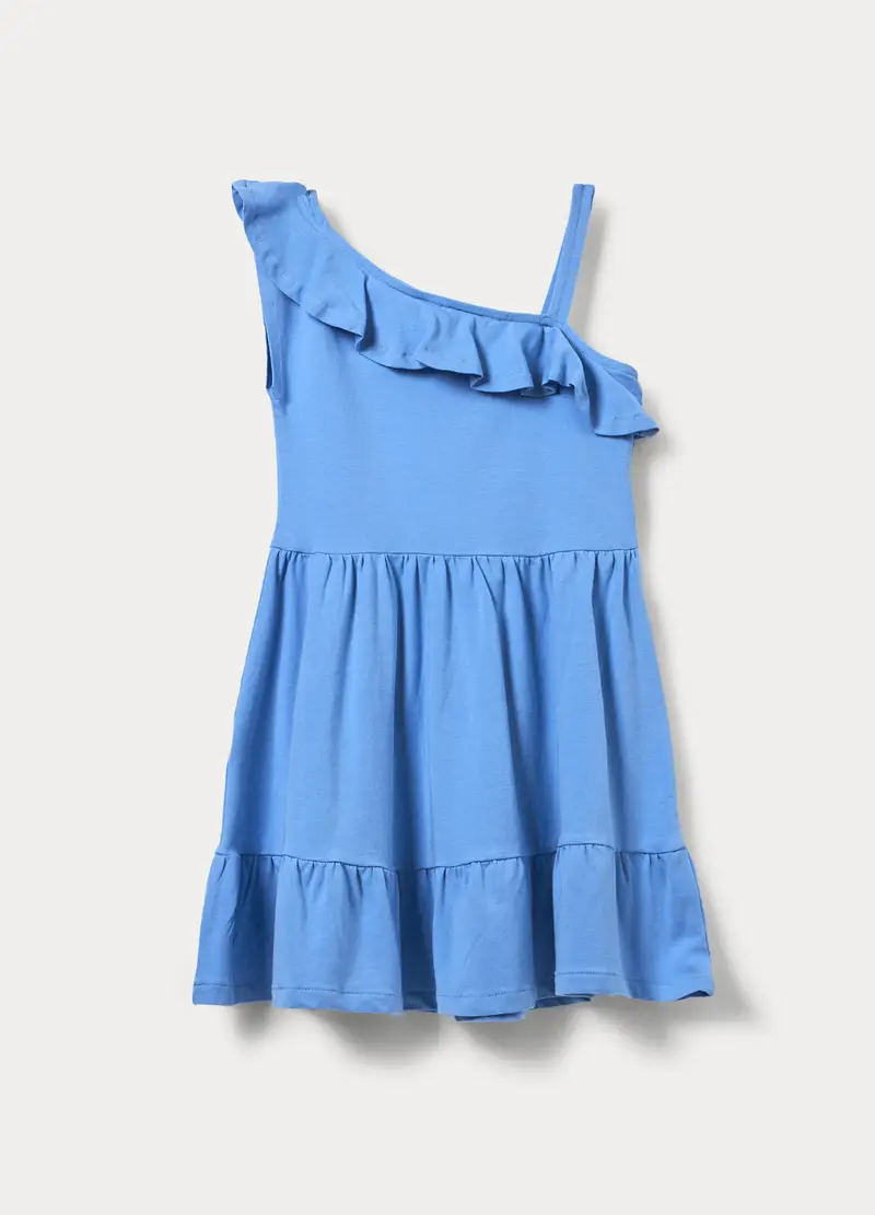 Vestito In Jersey Di Cotone Stretch Bambina, Azzurro cielo miniatura 2