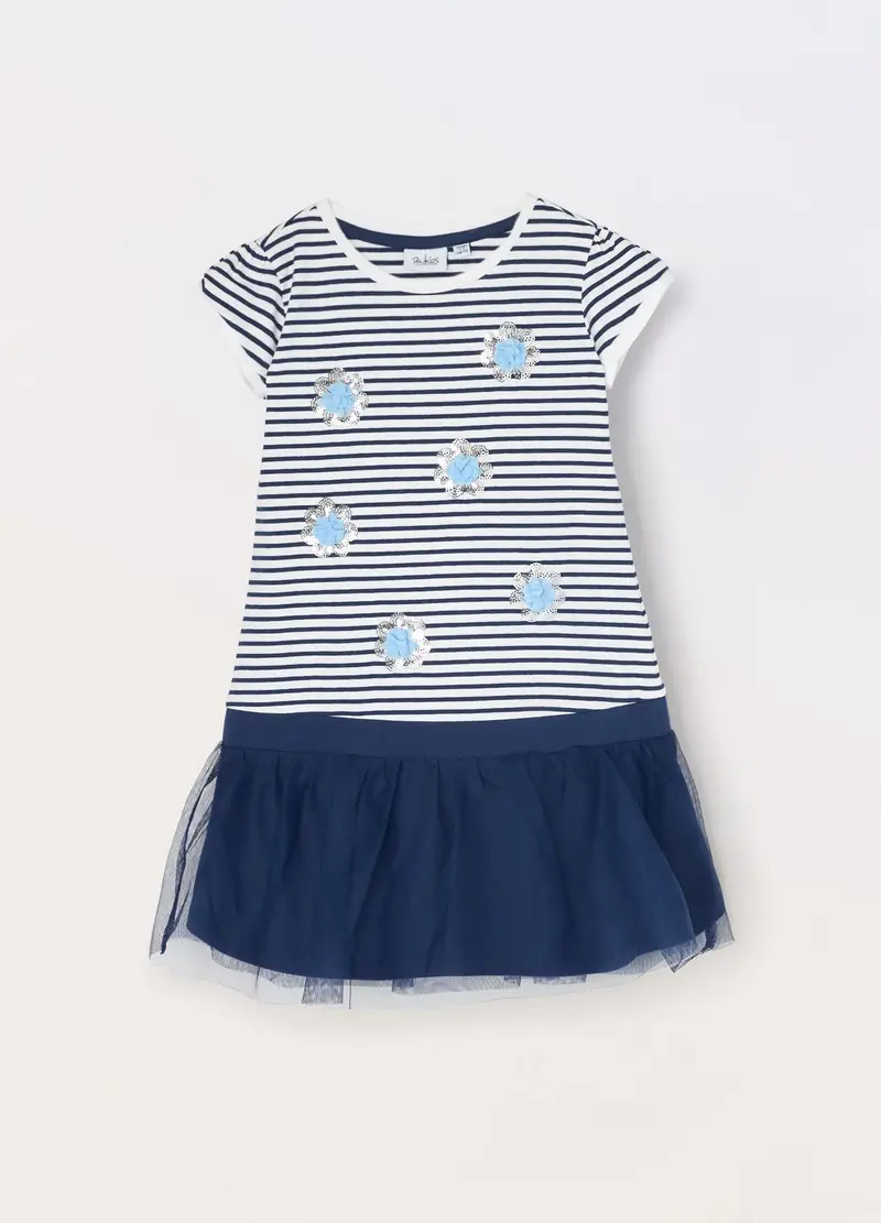 Blukids, Vestito In Jersey Di Cotone Stretch Bambina, Blu Bluette, Taglia: 3-4