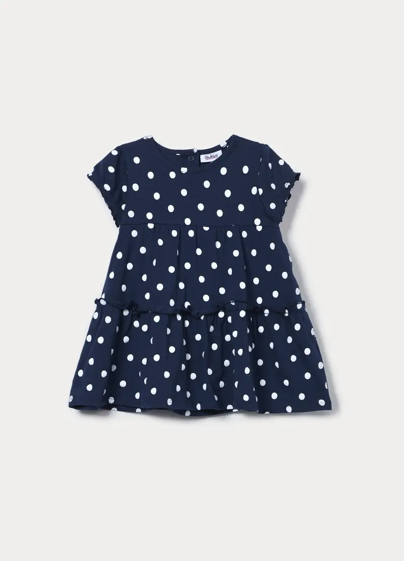 Vestito In Jersey Di Cotone Stretch Bimba, Bambina, Blu scuro