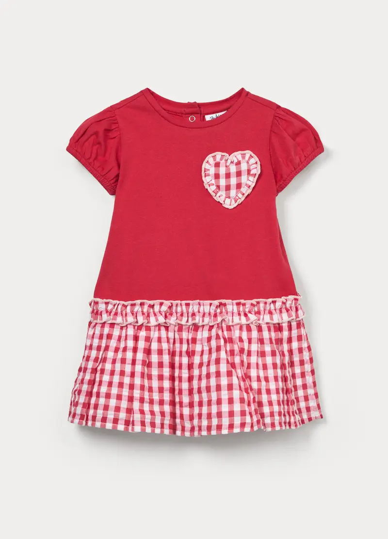 Vestito In Jersey Di Cotone Stretch Bimba, Bambina, Rosso