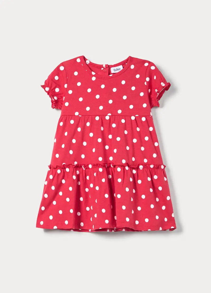 Vestito In Jersey Di Cotone Stretch Bimba, Bambina, Rosso aragosta
