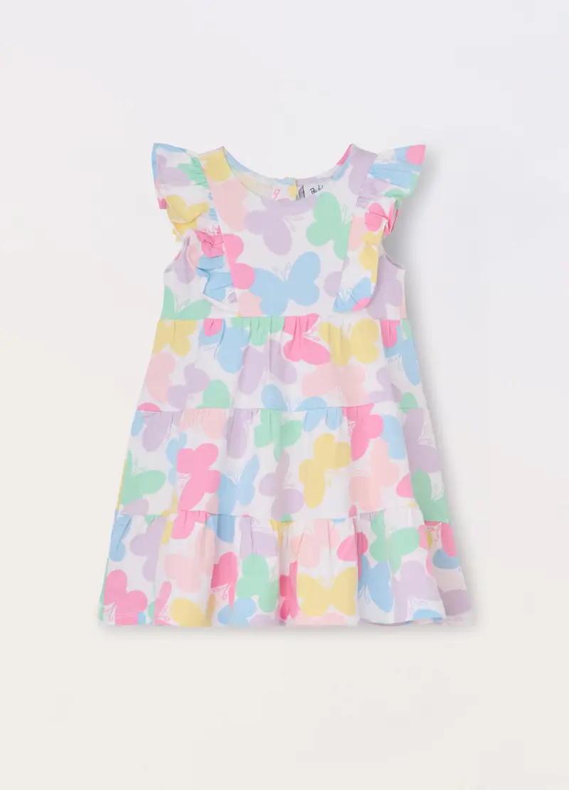 Blukids, Vestito In Jersey Di Cotone Stretch Neonata, Bambina, Bianco, Taglia: 9-12