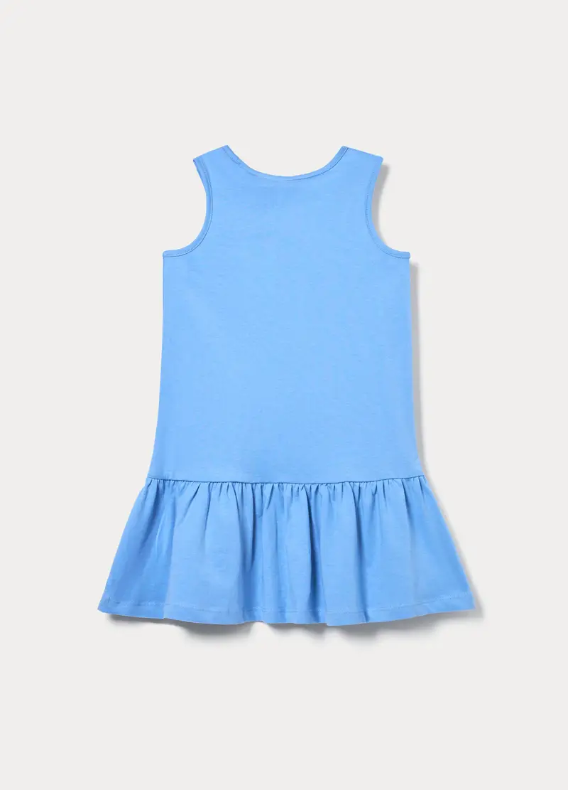 Vestito In Jersey Di Puro Cotone Bambina, Azzurro cielo miniatura 2