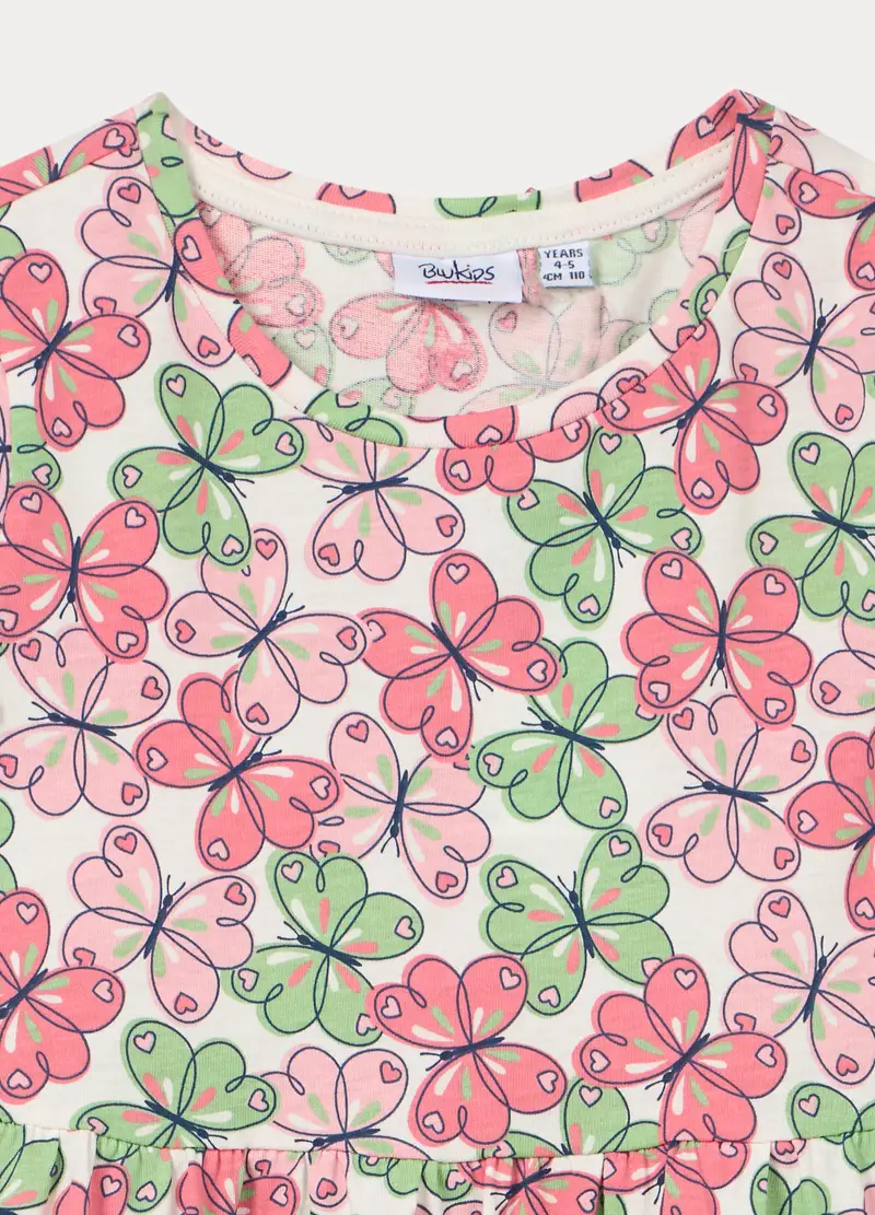 Vestito In Jersey Di Puro Cotone Bambina, Bianco miniatura 3