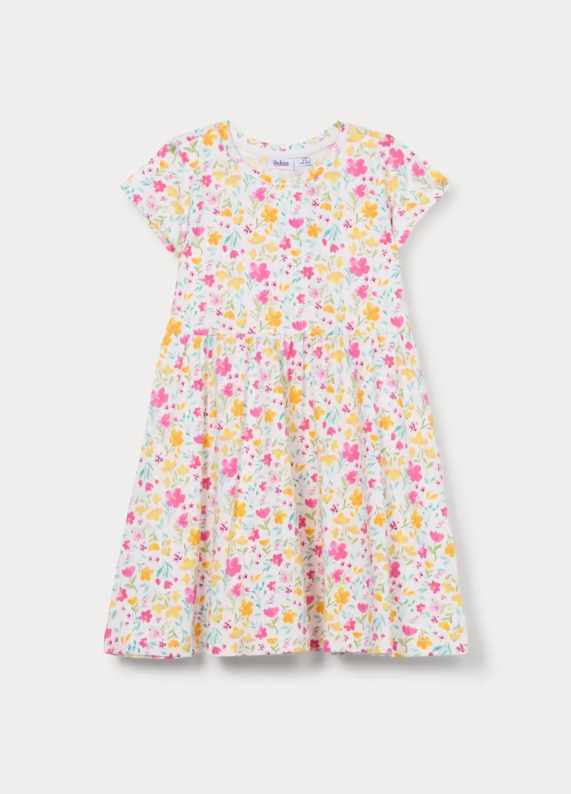 Vestito In Jersey Di Puro Cotone Bambina, Bianco