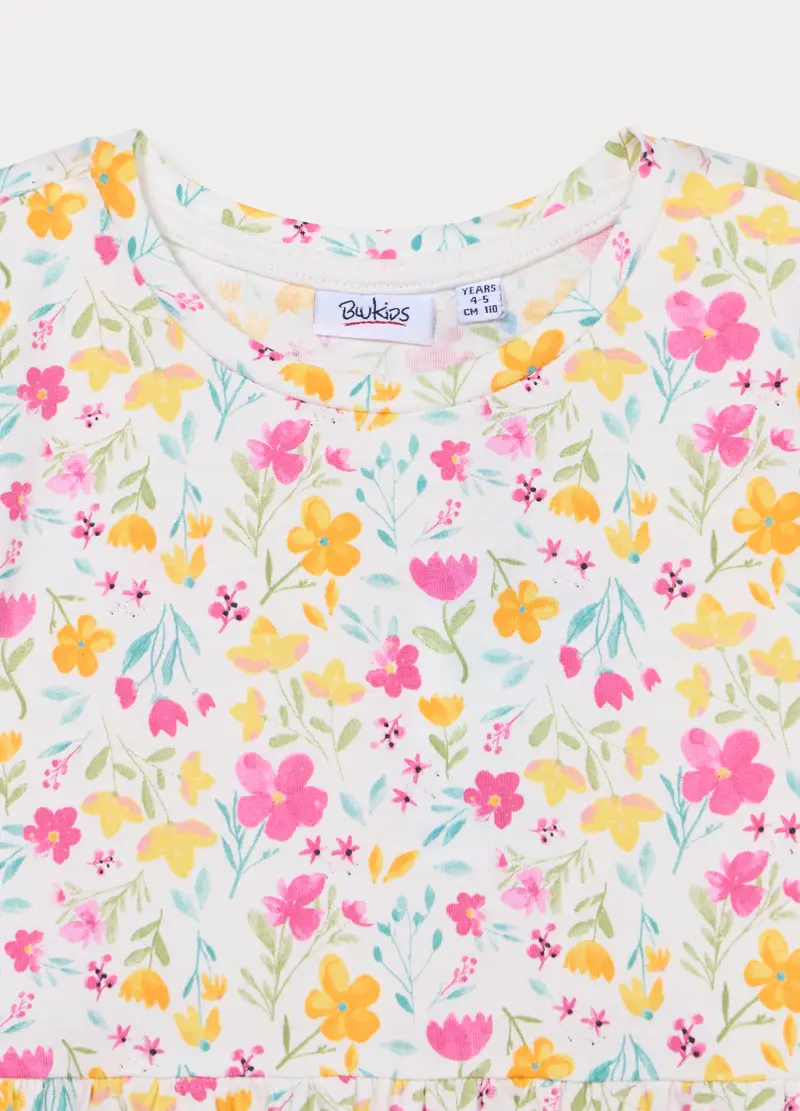 Vestito In Jersey Di Puro Cotone Bambina, Bianco miniatura 3