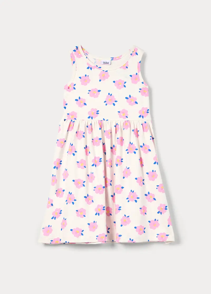 Vestito In Jersey Di Puro Cotone Bambina, Bianco