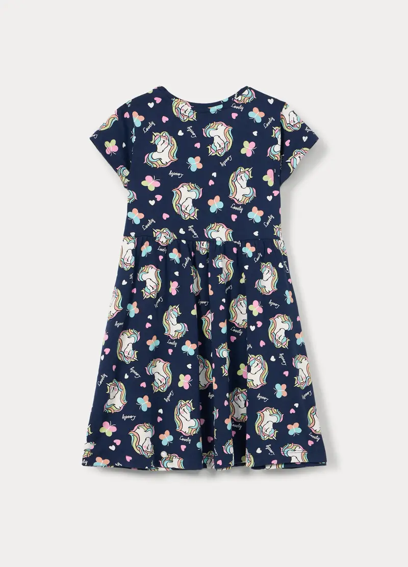 Vestito In Jersey Di Puro Cotone Bambina, Blu Bluette miniatura 2