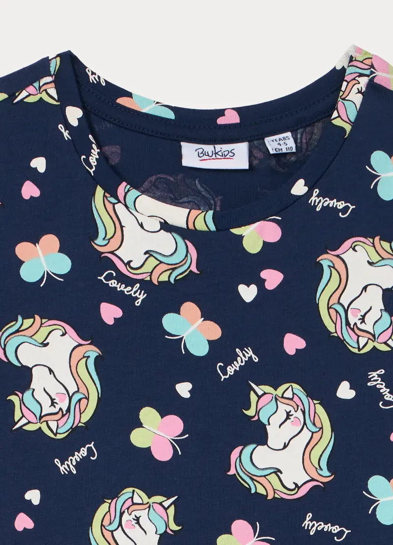 Vestito In Jersey Di Puro Cotone Bambina, Blu Bluette miniatura 3