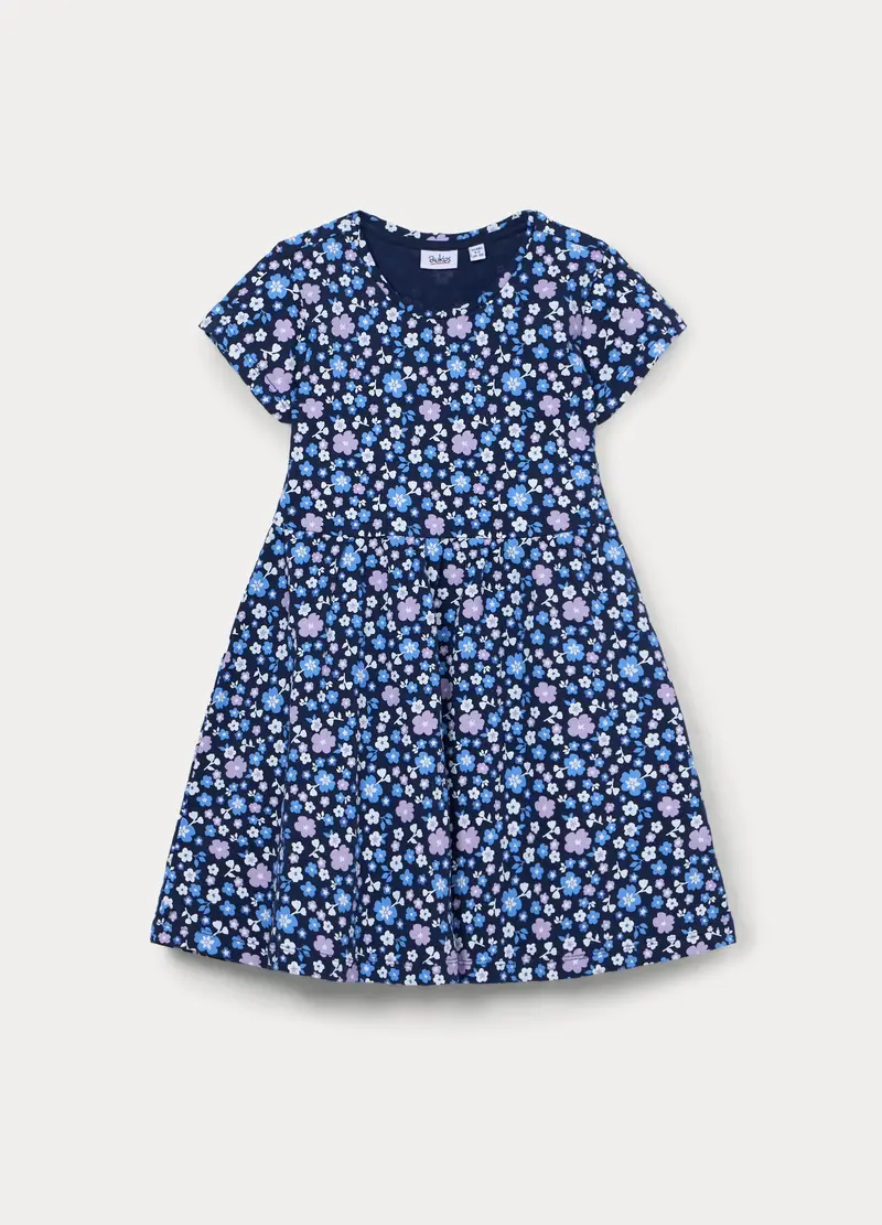 Vestito In Jersey Di Puro Cotone Bambina, Blu Bluette