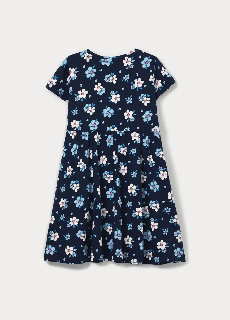 Vestito In Jersey Di Puro Cotone Bambina, Blu scuro miniatura 2