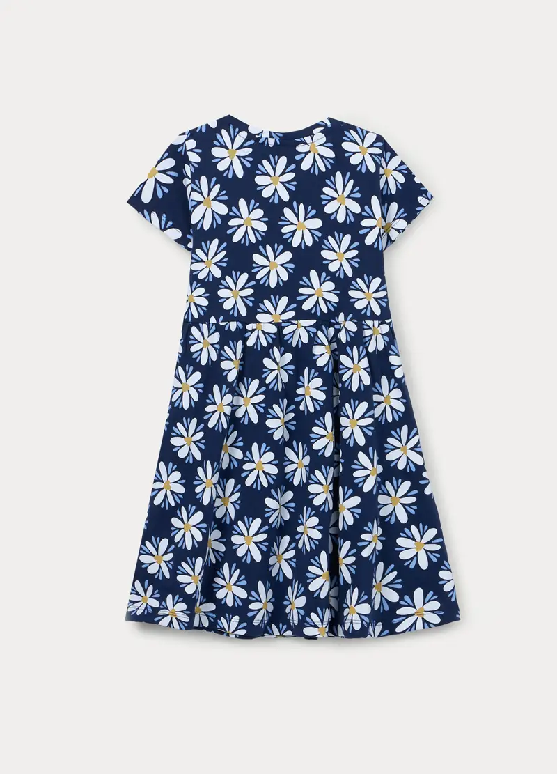 Vestito In Jersey Di Puro Cotone Bambina, Blu scuro miniatura 2