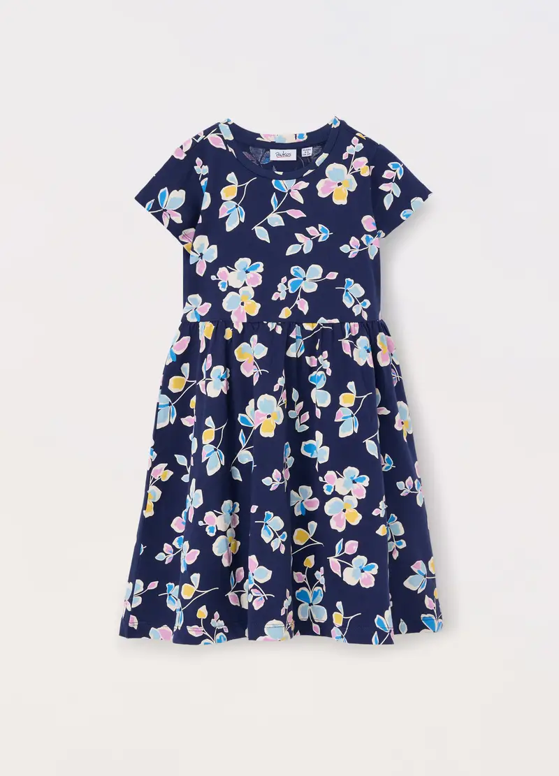 Blukids, Vestito In Jersey Di Puro Cotone Bambina, Blu scuro, Taglia: 3-4