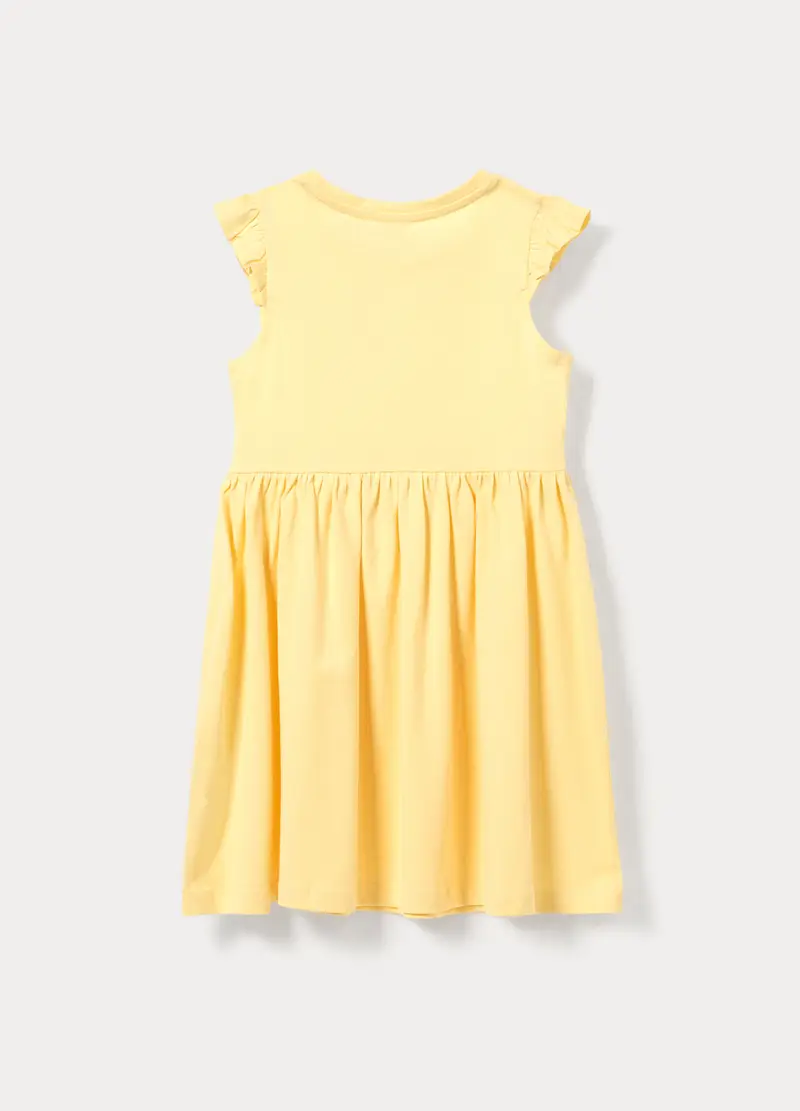 Vestito In Jersey Di Puro Cotone Bambina, Giallo limone miniatura 2