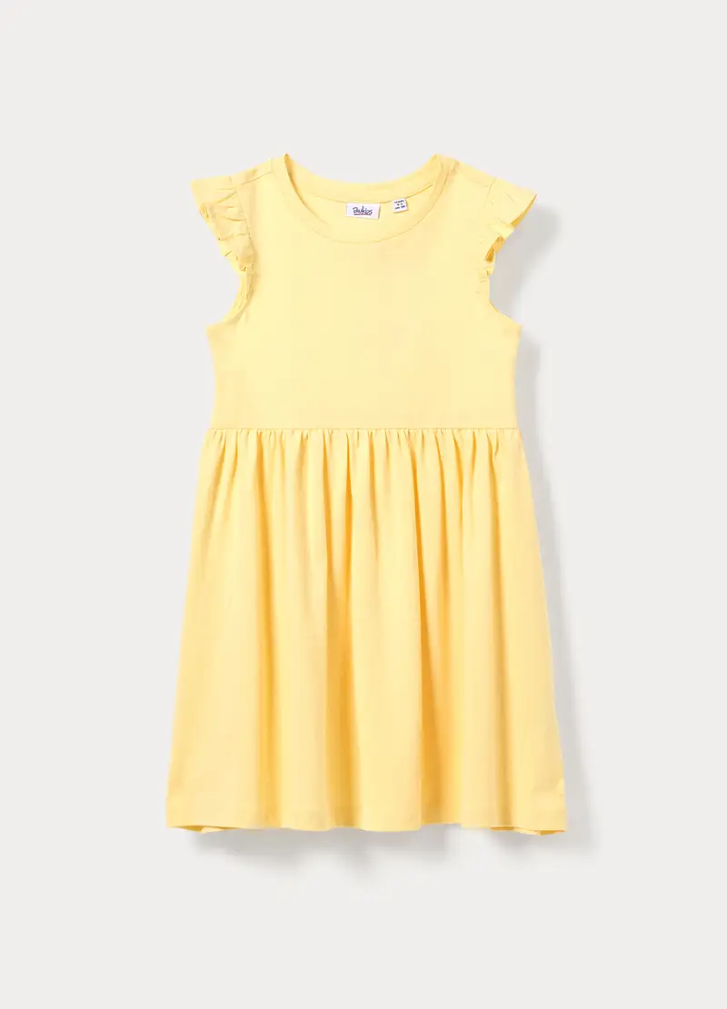 Vestito In Jersey Di Puro Cotone Bambina, Giallo limone