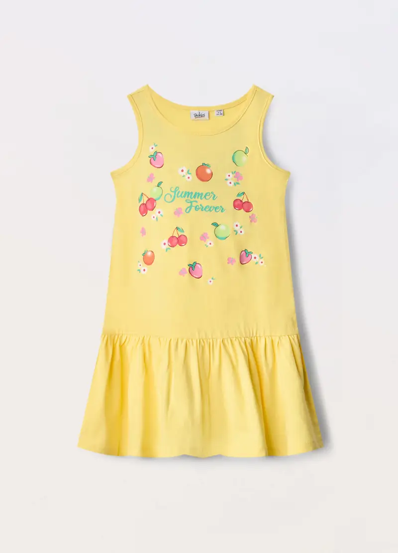 Blukids, Vestito In Jersey Di Puro Cotone Bambina, Giallo limone, Taglia: 3-4