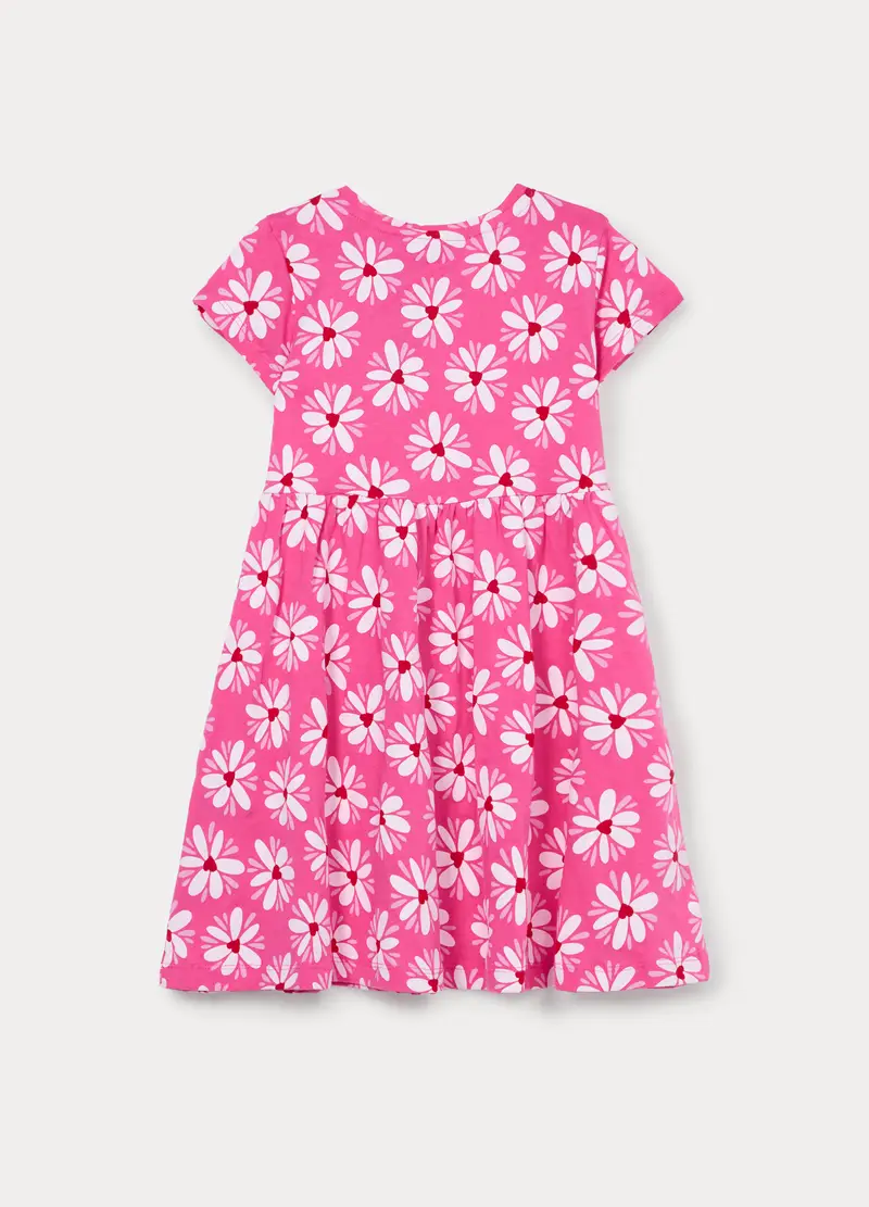 Vestito In Jersey Di Puro Cotone Bambina, Rosa fuxia miniatura 2