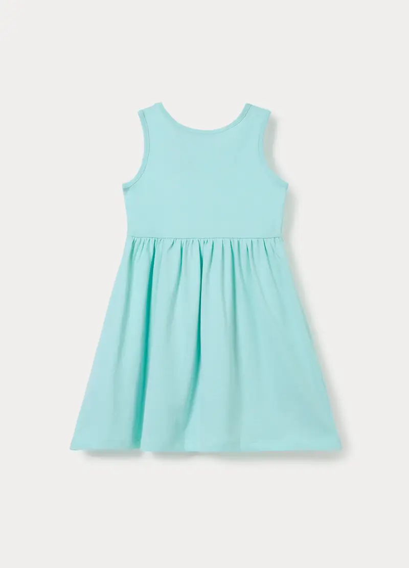 Vestito In Jersey Di Puro Cotone Bambina, Verde acqua miniatura 2